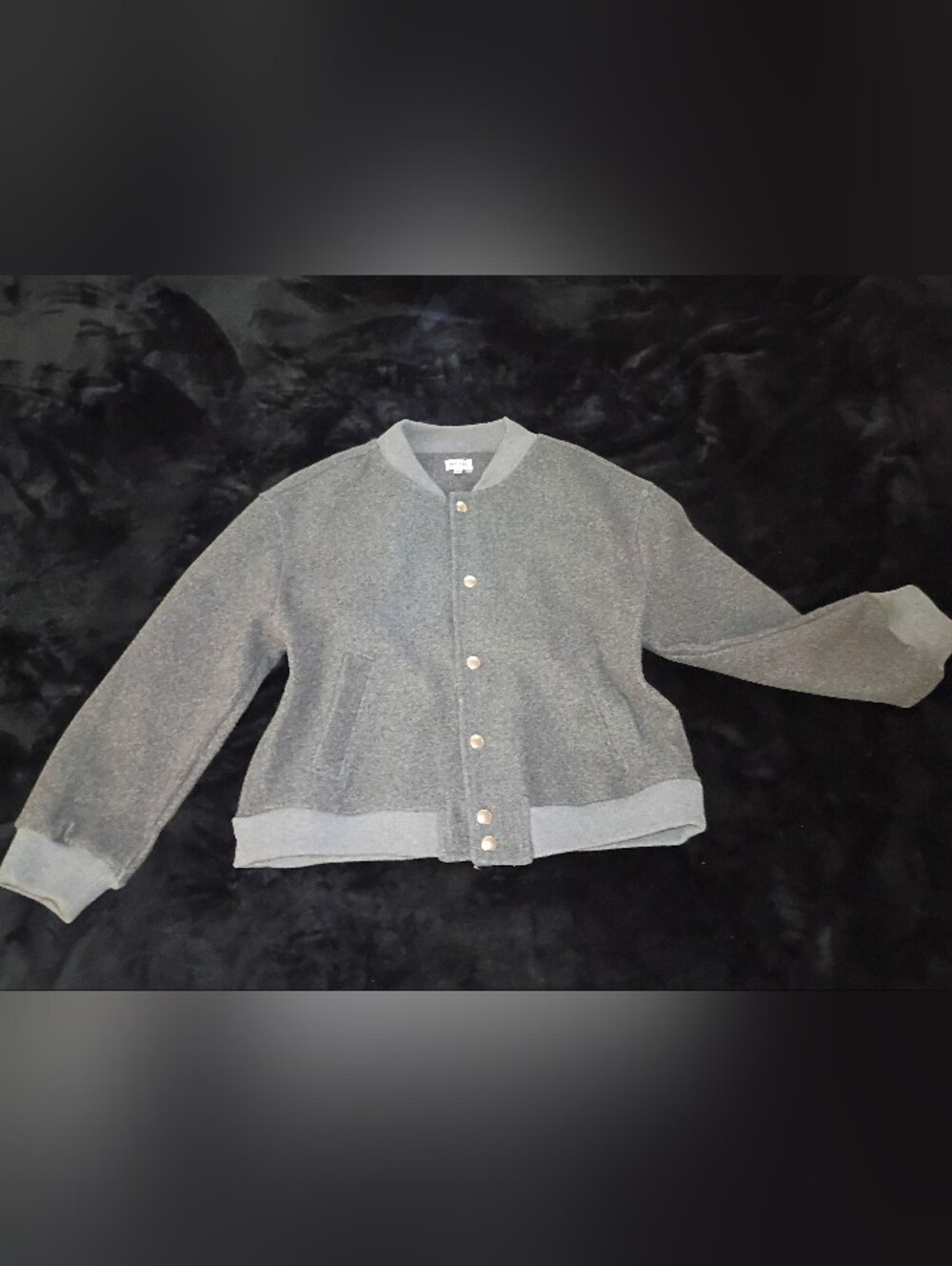 Gray Bomber Jacket with Snap-Front 🤍